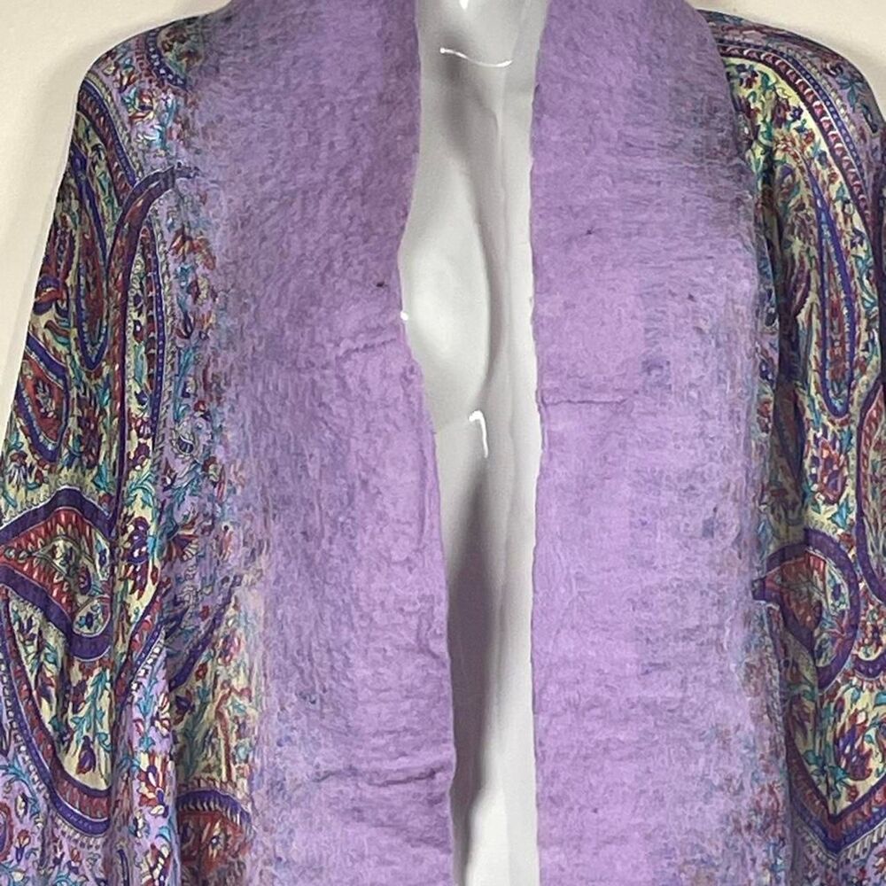 Women's multi-Scarf-wraps purple paisley patterned shawl wrap with multicolored
